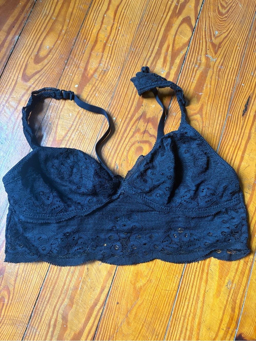 aerie Black Lace Longline Bralette